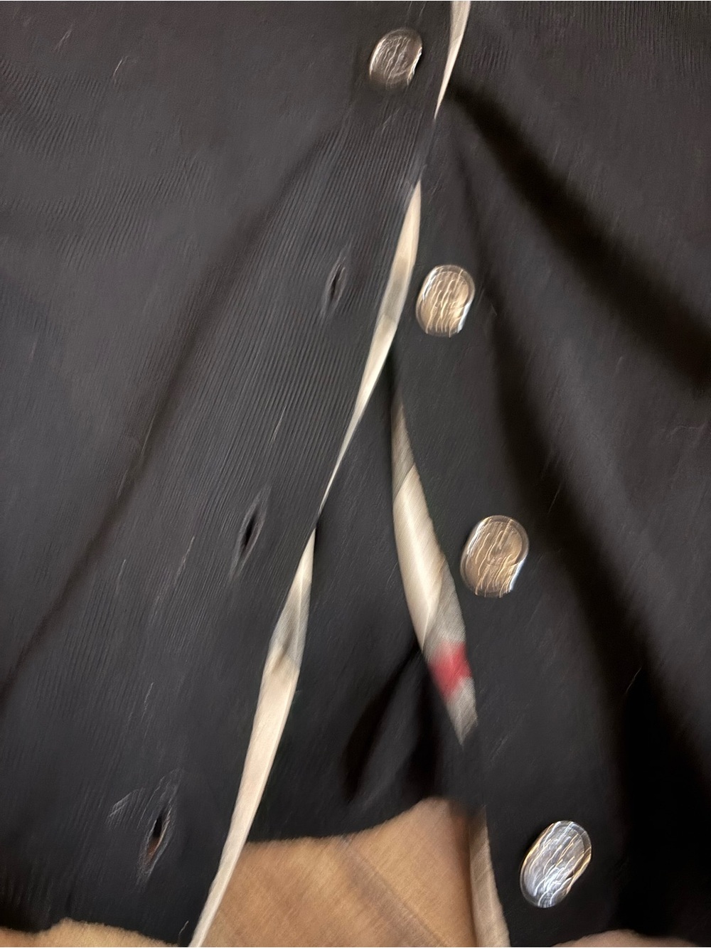Burberry Black Button-Front Cardigan with Signature Trim - Picture 6 of 9